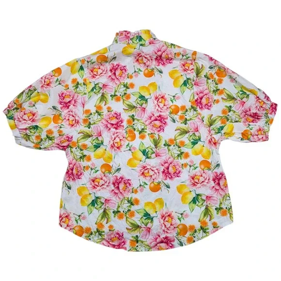 Sofia Made in Italy Adele l Mandarin Collar Blouse Size 6 to 12 Cottagecore - Picture 7 of 7